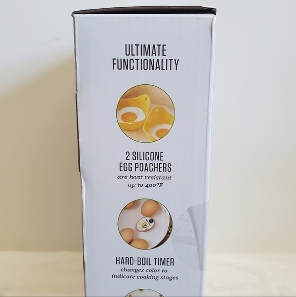 FOOD Network 6 Piece Egg Set Yolk Separator Egg Poachers Frying Rings Timer NIB - Picture 12 of 13